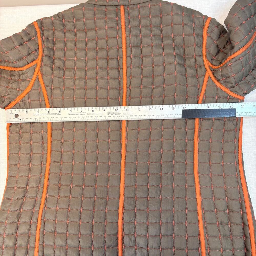 Oleg Cassini Reversible Quilted Silk Jacket Olive Green Burnt Orange Medium - Picture 14 of 16
